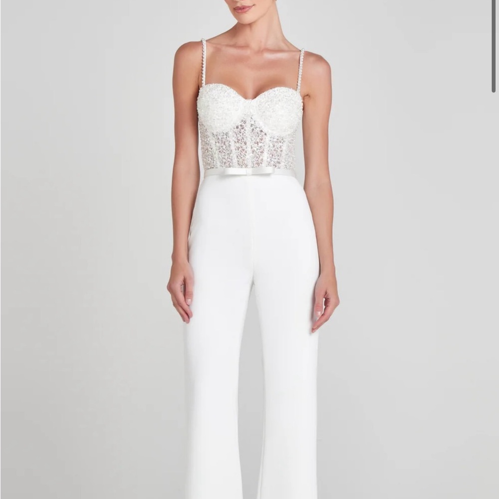 Nadine Merabi White Corset Jumpsuit